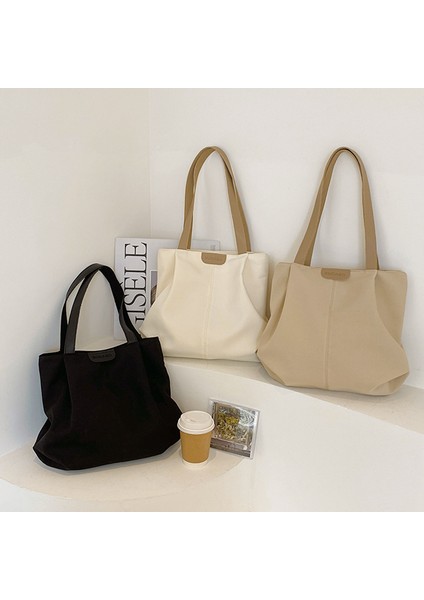 Omuzdan Askili Çanta Düz Renk Büyük Kapasiteli Kanvas Tote Çanta Casual Ins (Yurt Dışından) modelleri