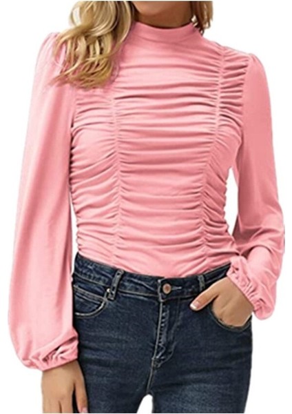 Nnak Kadın Fener Kol Yüksek Yaka Ince T-Shirt (Yurt Dışından)