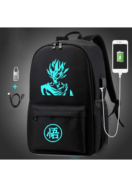 Aydınlık Naruto Yazma Tekerleği Göz Sırt Çantası Erkek ve Kadın Ortaokul Öğrenci Okul Çantası Kore Anime USB Şarj Sırt Çantası Kalem Kutusu (Yurt Dışından)
