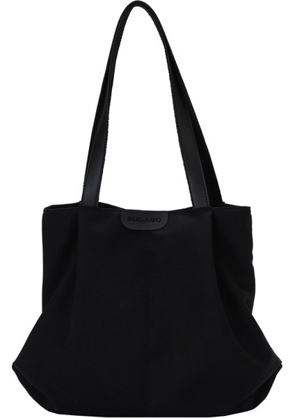 Omuzdan Askili Çanta Düz Renk Büyük Kapasiteli Kanvas Tote Çanta Casual Ins (Yurt Dışından)