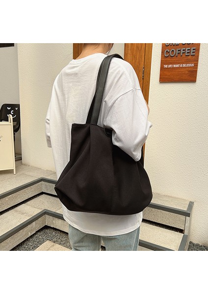 Omuzdan Askili Çanta Düz Renk Büyük Kapasiteli Kanvas Tote Çanta Casual Ins (Yurt Dışından) fırsatları