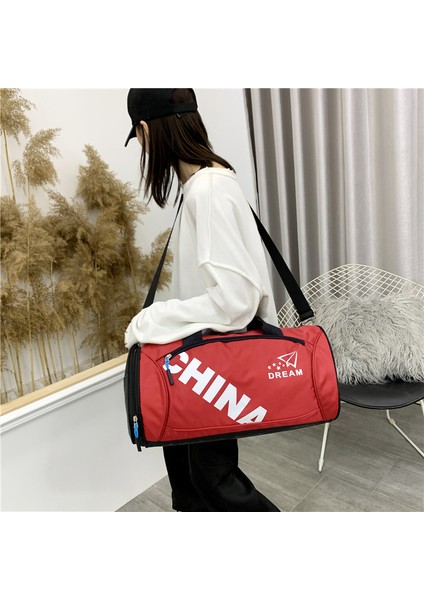 Spor Fitness Çantası Erkekler ve Kadınlar Yüzme Çantası Mektup Baskı Büyük Kapasiteli Seyahat Çantası (Yurt Dışından) modelleri