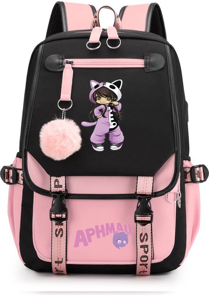 Yeni Sırt Çantası Aphmau Anime Kız Öğrenci Okul Çantası Kadın Dizüstü Sırt Çantası USB Okul Çantası (Yurt Dışından)