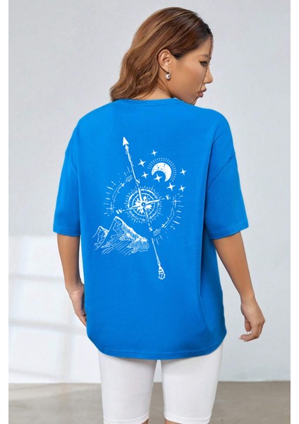 Unisex Pusula Baskılı T-Shirt