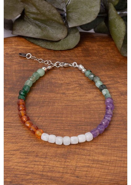 Yengeç Burcu Doğal Taş Bileklik (925 Ayar Gümüş Aparatlı)