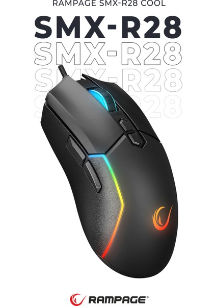 SMX-R28 Cool Rgb Işıklı + Macro 7200DPI / 1000hz Gaming Oyuncu Mouse Profesyonel Mouse