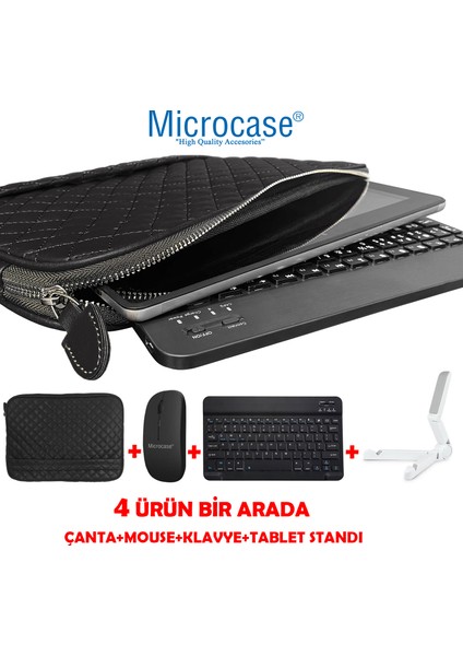 Samsung Galaxy Tab S7 Fe SM-T733 12.4 Inch Kapitone Tablet Çanta + Bluetooth Klavye + Mouse + Tablet Standı - AL8123