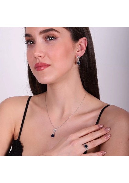 925 Ayar Zirkon Taşlı Kadın Silver Set
