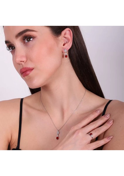 925 Ayar Zirkon Taşlı Kadın Silver Set