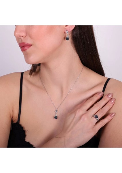 925 Ayar Zirkon Taşlı Kadın Silver Set fiyatları