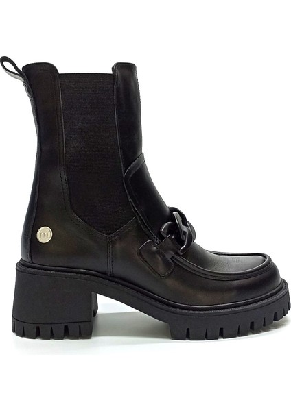 Hakiki Deri Lastikli Postal Bot D23KB-1315 Siyah fiyatları