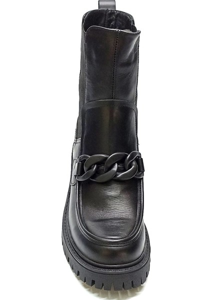 Hakiki Deri Lastikli Postal Bot D23KB-1315 Siyah modelleri