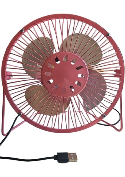 Tekno Istanbul Büyük Boy Masaüstü USB Girişli Fan Taşınabilir Metal Mini Vantilatör Serinletici - 20 cm Pembe
