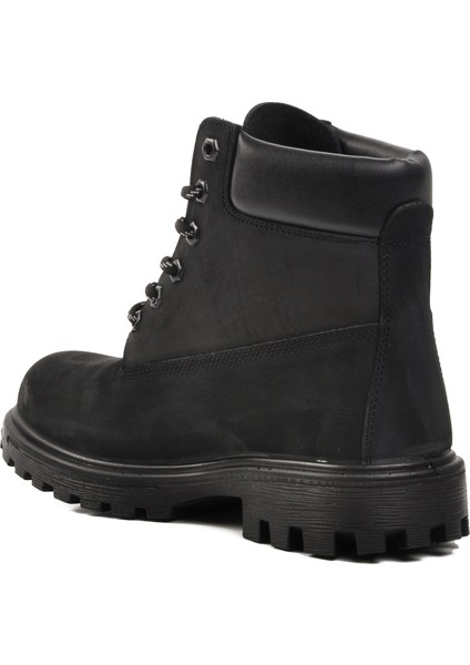 G7108 Siyah Nubuk Hakiki Deri Su Geçirmez Unisex Bot
