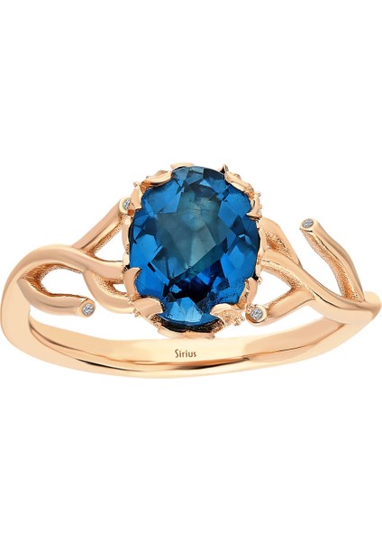 Pırlanta ve London Blue Topaz Taşlı Hayat Ağacı Yüzük 0441R0010 fiyatları
