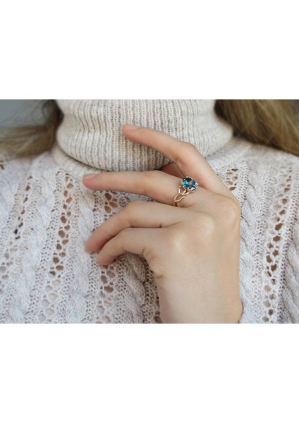 Pırlanta ve London Blue Topaz Taşlı Hayat Ağacı Yüzük 0441R0010 indirimleri