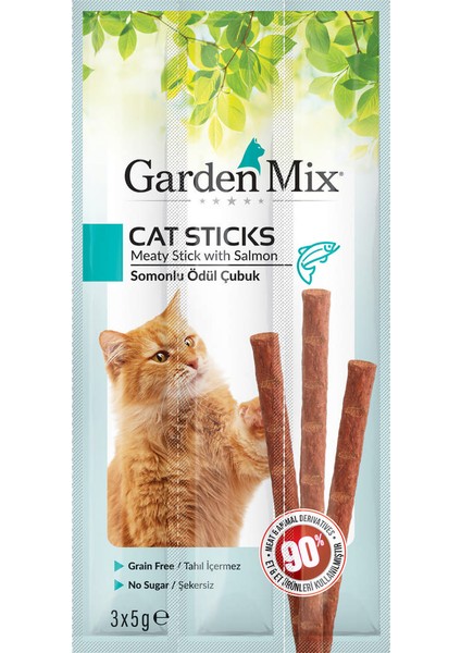 Gardenmix Somonlu Kedi Stick Ödül 3*5g 50‘li