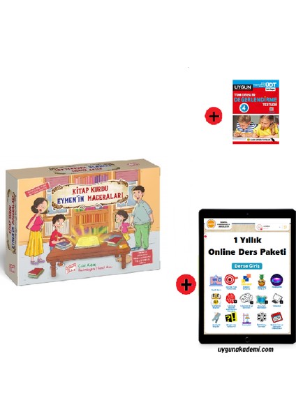 4. Sınıf Hikaye Kitabı Seti Gizemli Bahçe Yayınları Kitap Kurdu Eymen'in Maceraları Yeni + Sadık Uygun Yayınları 4. Sınıf Tüm Dersler Test Kitabı Yeni + 1 Yıllık Online Ders Paketi Yeni
