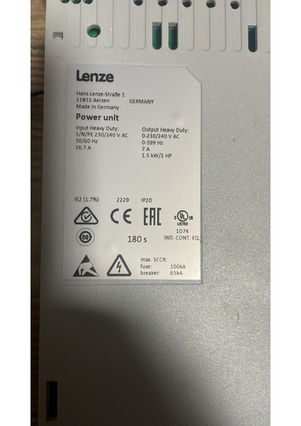 31855 Aerzen Inverter Sürücü 1,5 Kwa 7 Amper