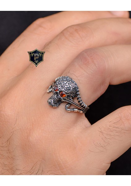 Gümüş Kurukafa Figürlü 925 Ayar Gümüş Erkek Yüzüğü indirimleri