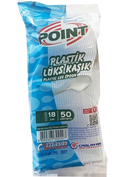 Plastik Lüx Şeffaf Kaşık - 18 Cm. - 3.2 Gr. - 50 Adet - Paket