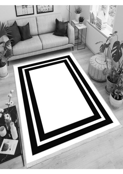 Yıkanabilir Dokuma Kaymaz Taban Bambu Siyah Beyaz Modern Halı Bmb-Hs-552 fiyatları