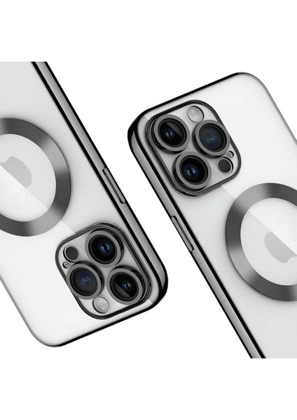 iPhone 14 Pro Kılıf Magsafe Özellikli Metal Lazer Silikon Kapak