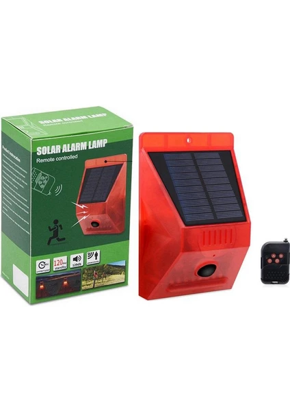 Güneş Enerjili Solar Sesli Alarm Sistemi 129 Db Sesli Pır Hareket Sensörlü Kumandalı