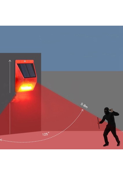 Güneş Enerjili Solar Sesli Alarm Sistemi 129 Db Sesli Pır Hareket Sensörlü Kumandalı