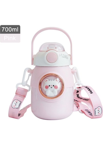 86DB Termos Motivasyon Şişe Sevimli Matara Kawaii 700ML Paslanmaz Büyük Suluk