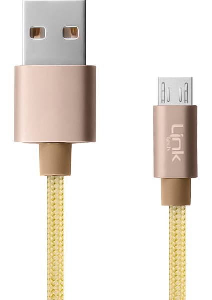 K570 Micro USB Örgü Metal Başlı 2mt Şarj ve Data Kablosu