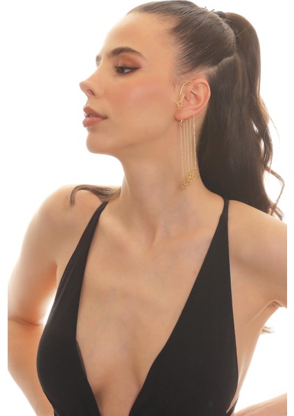 Kadın Altın Renk Lak Kaplama Sallantılı Yıldız Charm Earcuff&kıkırdak Küpe fırsatları