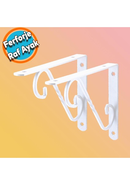 Raf Altı Raf Tutucu Ayak Ferforje Beyaz 150X110 mm 2 Adet