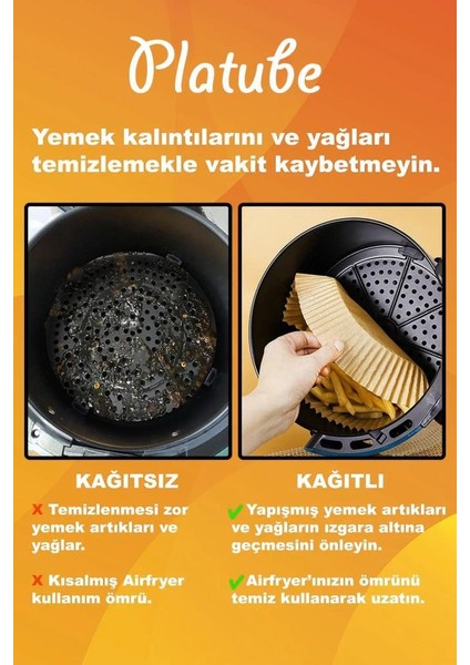 Pişirme Kağıdı 50 Adet Airfryer Yağlı Kağıt