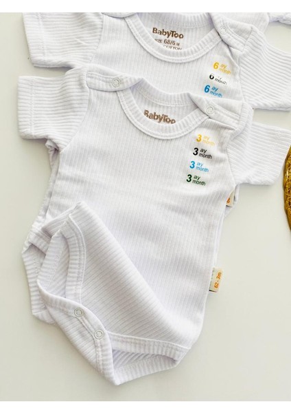 Bebek Body Iç Atlet Zıbın Set 5 Li Paket Kısa Kol Fitilli Pamuklu 4 Mevsim Cıtcıtlı Body Yenidoğan