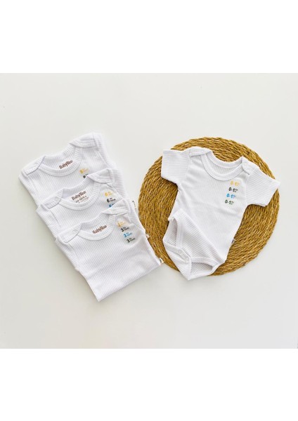 Bebek Body Iç Atlet Zıbın Set 5 Li Paket Kısa Kol Fitilli Pamuklu 4 Mevsim Cıtcıtlı Body Yenidoğan