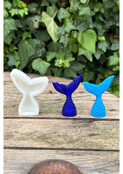 Küçük Deniz Kızı Kuyruğu Silikon Mum Kalıbı – Kokusuz, Dayanıklı Beyaz, 7,5 gr - 5,7x7,8x0,8 cm