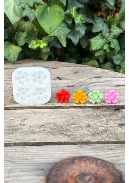 Silikon Mum Yapma Kalıbı 4'lü Set Dayanıklı Esnek Kokusuz Beş Yapraklı Yonca Çiçek Desen modelleri