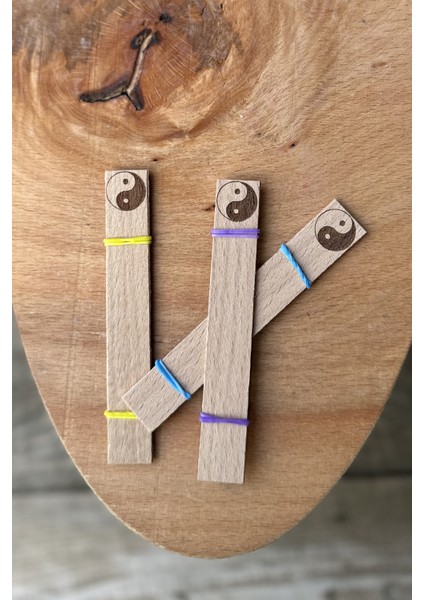 Ahşap Mum Fitili (Yin Yang Desenli) + Yapışkanlı Sehpa - 10 Adet indirimleri