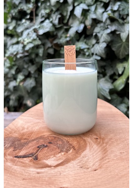 Ahşap Mum Fitili ( Only Good Vibes Yazılı Fitil ) + Yapışkanlı Sehpa - 10 Adet