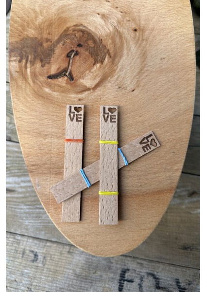 Ahşap Mum Fitili ( Love Desenli Fitil ) + Yapışkanlı Sehpa - 10 Adet indirimleri