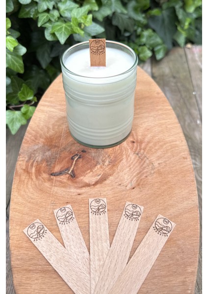 Ahşap Mum Fitili (Kova Burcu Model-1 Desenli) + Yapışkanlı Sehpa - 10 Adet fırsatları