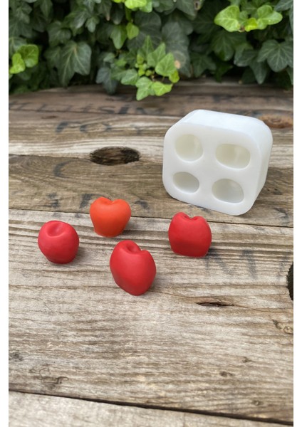 Kiraz Dörtlü Mum Kalıbı ( Silikon ) ( 2,5 x 2 x 1,8 cm ) ( Küçük Süsleme Kalıbı) 1 Adet