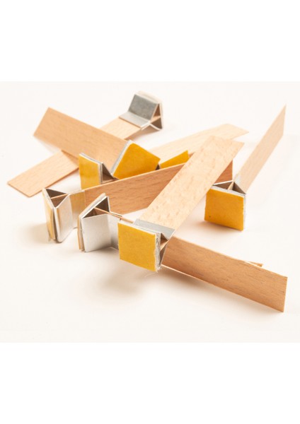 Ahşap Mum Fitili + Yapışkanlı Sehpa - 50 Adet ( 75MM x 15MM x 0,5mm )