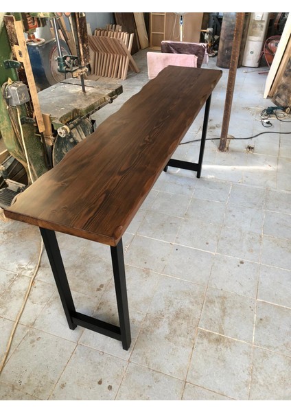 Kütük Bar Masası Ceviz Rengi 200X50.CM