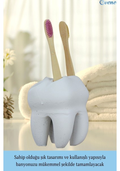 Diş Fırçalığı Tezgah Üstü Beyaz Renk Diş Fırçası Standı Diş Şekilli Model modelleri