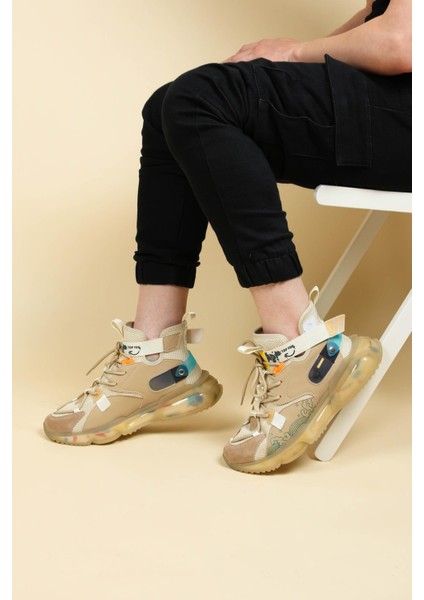 Guja Triko Cilt Garnili Bilekli Erkek Sneakers Bej