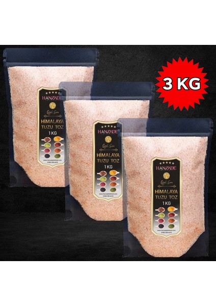 Pembe Himalaya Tuzu Toz 1 kg x 3 Adet