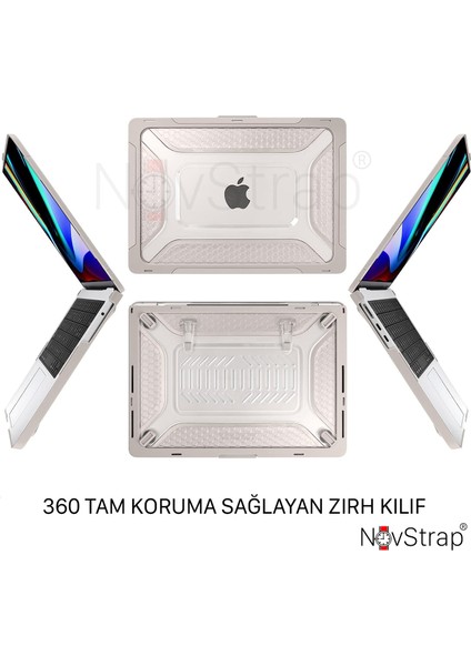 Apple MacBook Pro M1 M2 Çip 13 Inç A2338 ile Uyumlu Kılıf Armor Zırh Kılıf Standlı Kapak modelleri