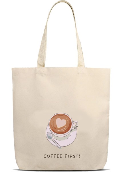 Kanvas Omuz Çantası Caffe First Tasarımlı